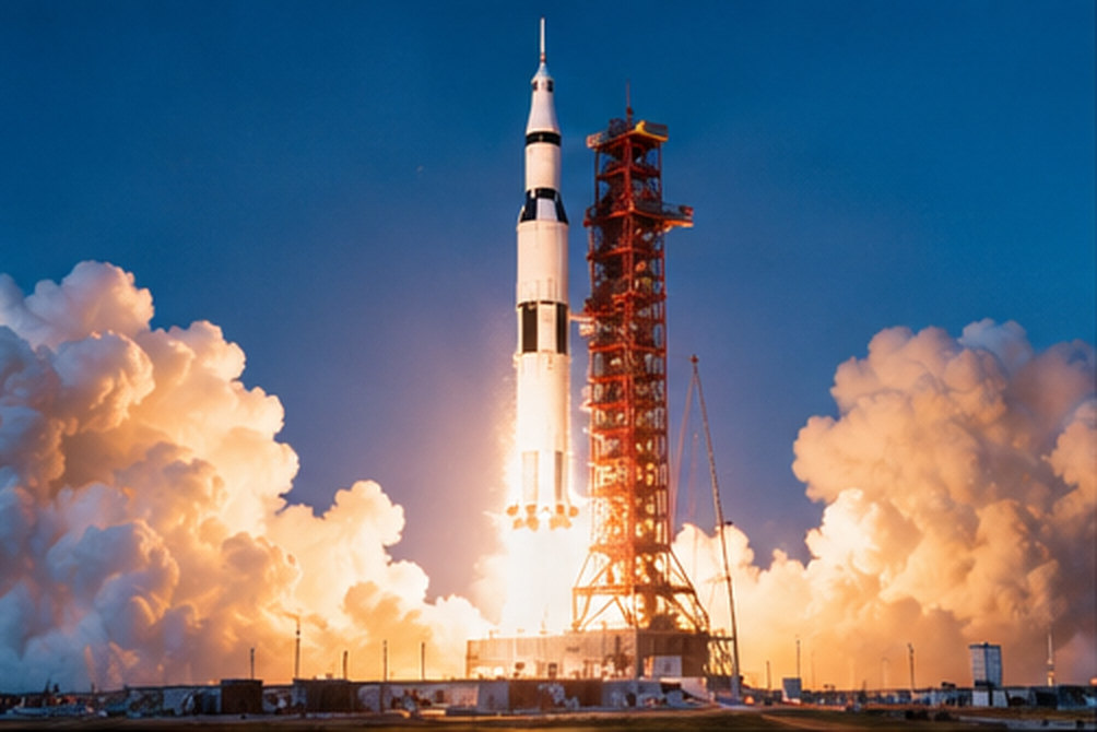 Ricostruzione del lancio del Saturn V per la missione Apollo 11