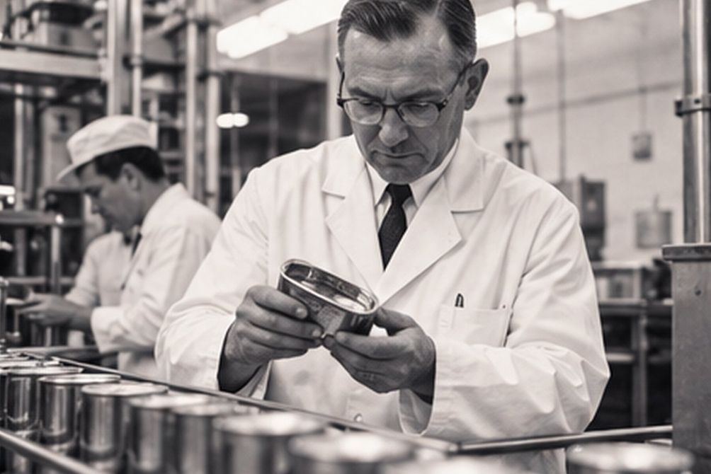 Ricostruzione fotografica di un laboratorio alimentare degli anni Sessanta