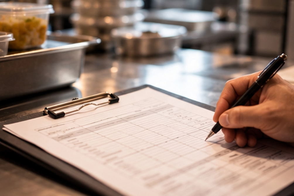 Registro di controllo compilato nella cucina di un ristorante